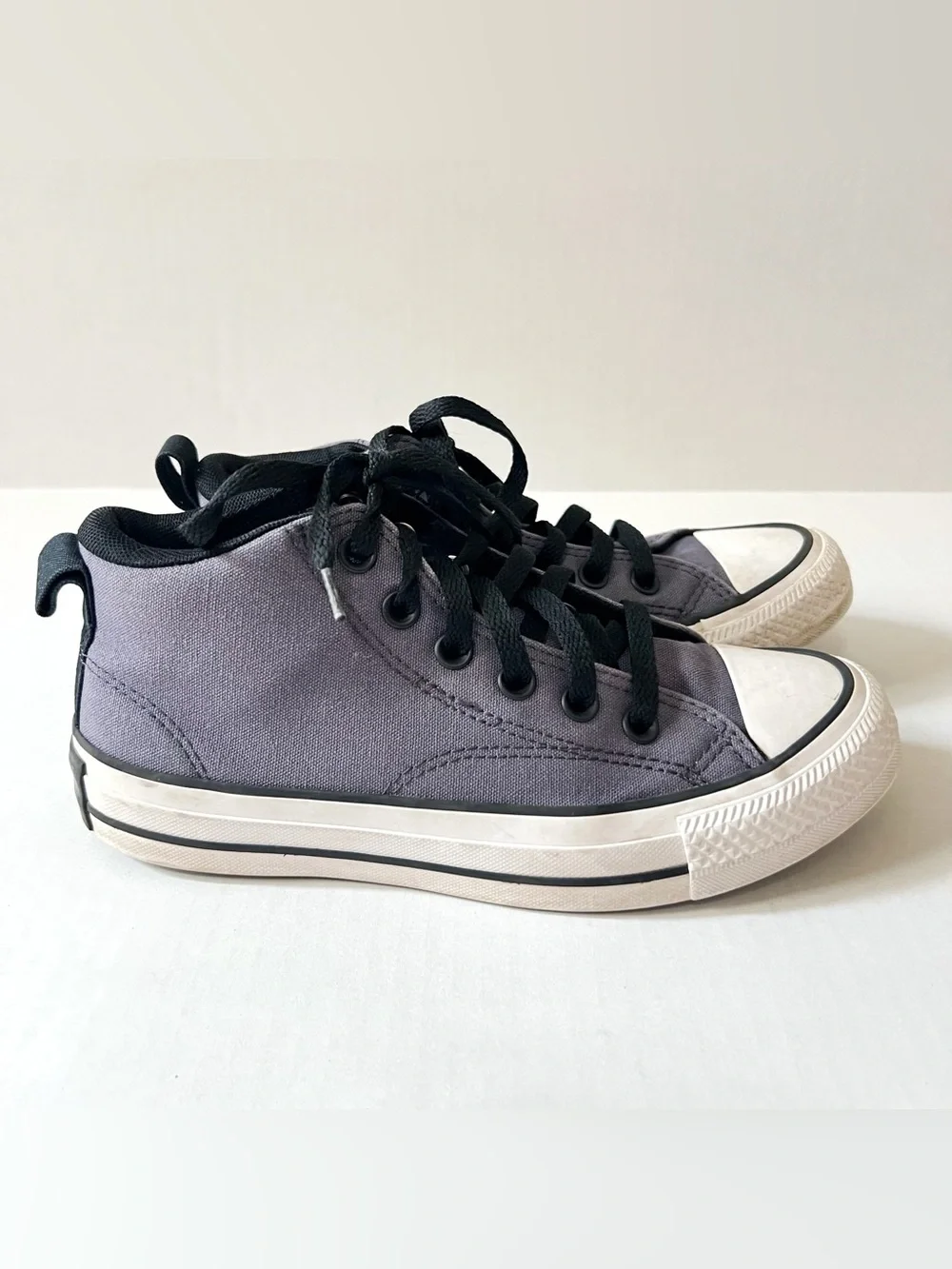 Converse Kids High-Top Sneakers in Gray with Black Laces